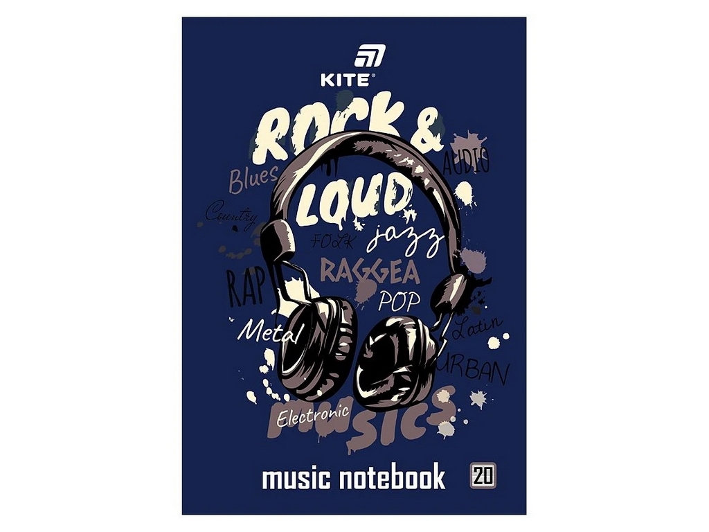 Зошит для нот А4 Rock&Loud Kite K26-404, 20 аркушів