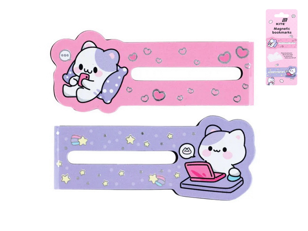 Набір магнітних закладок-індикаторів Kawaii, 2 шт., магнітне кріплення, Kite
