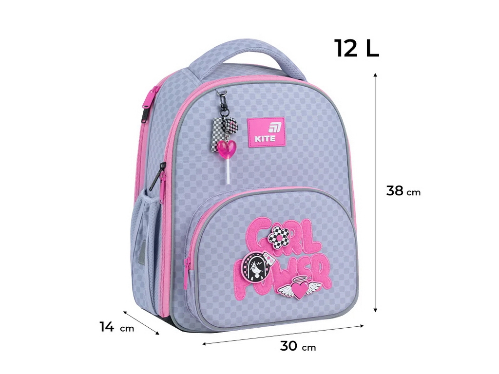 Рюкзак каркасний ортопедичний Kite Education Girl's Power, 38 см, світловідбивні елементи, Kite
