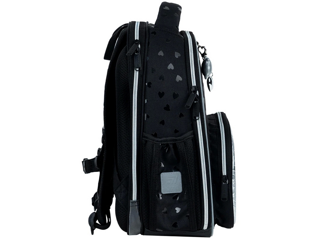 Рюкзак каркасный ортопедический Kite Education Black&amp;Silver, 38 см, светоотражающие элементы