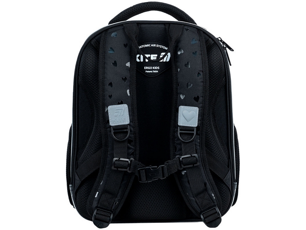Рюкзак каркасный ортопедический Kite Education Black&amp;Silver, 38 см, светоотражающие элементы