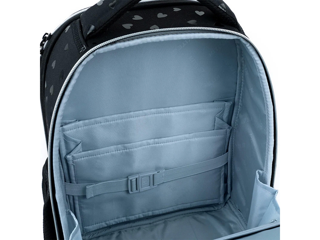 Рюкзак каркасный ортопедический Kite Education Black&amp;Silver, 38 см, светоотражающие элементы