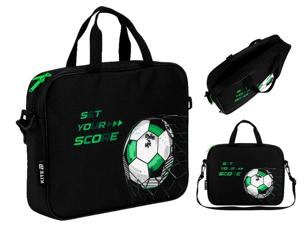 Сумка шкільна текстильна для А4 Kite Football, 27x34x7 см, на блискавці, Kite