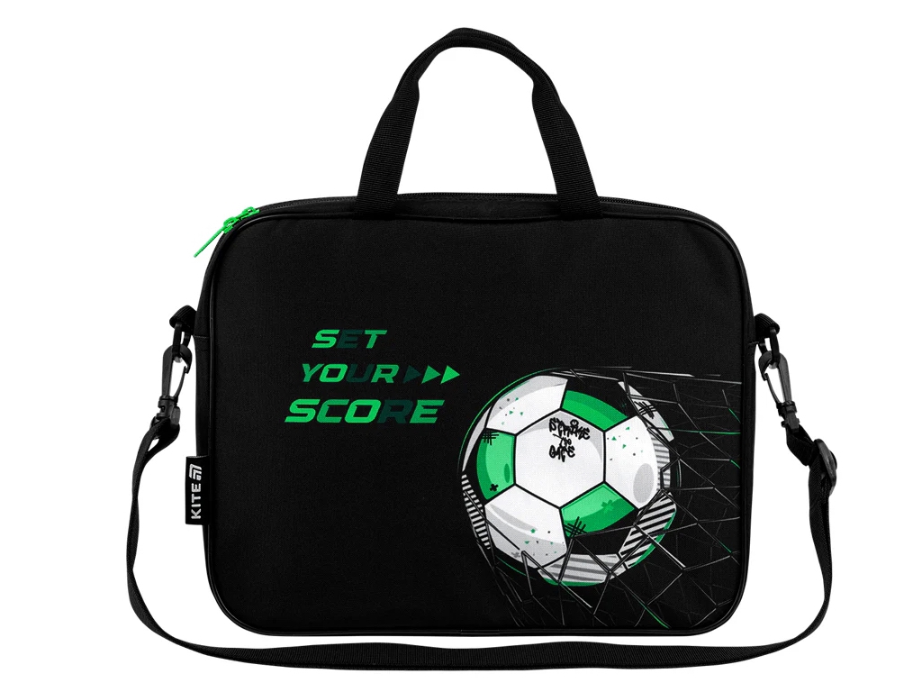 Сумка шкільна текстильна для А4 Kite Football, 27x34x7 см, на блискавці, Kite