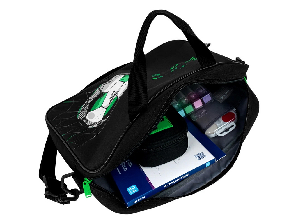 Сумка шкільна текстильна для А4 Kite Football, 27x34x7 см, на блискавці, Kite
