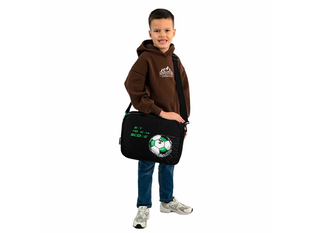 Сумка шкільна текстильна для А4 Kite Football, 27x34x7 см, на блискавці, Kite