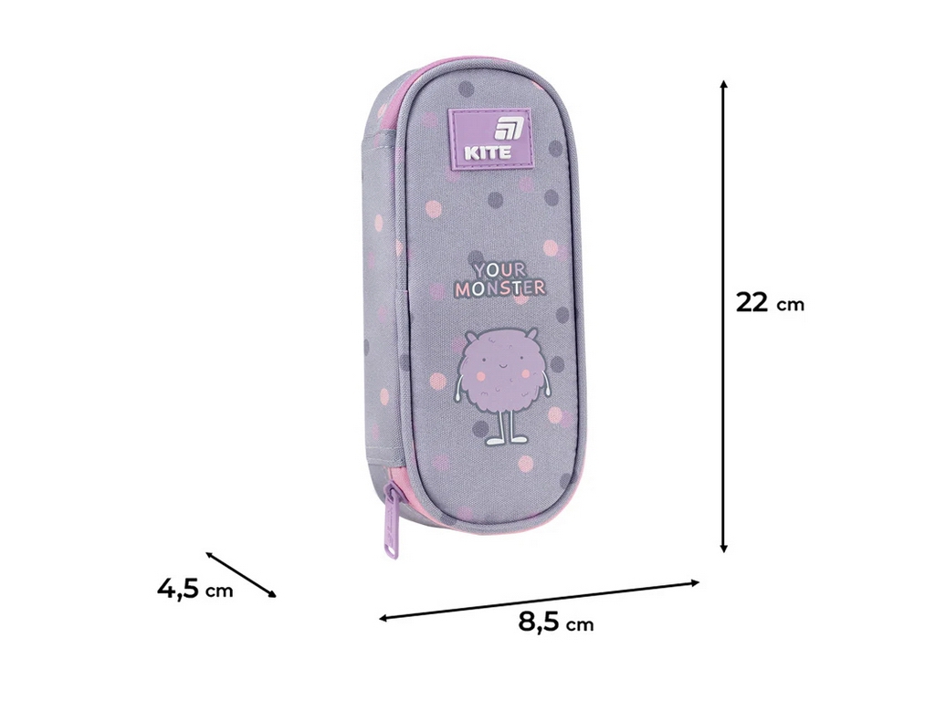 Пенал на 1 вдділення з органайзером Kite Cute Monster K26-599-17