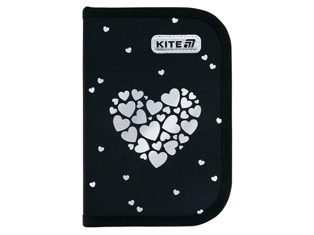 Пенал з наповненням Black&Silver, 1 відділення, 2 відвороти, Kite K26-622H-5