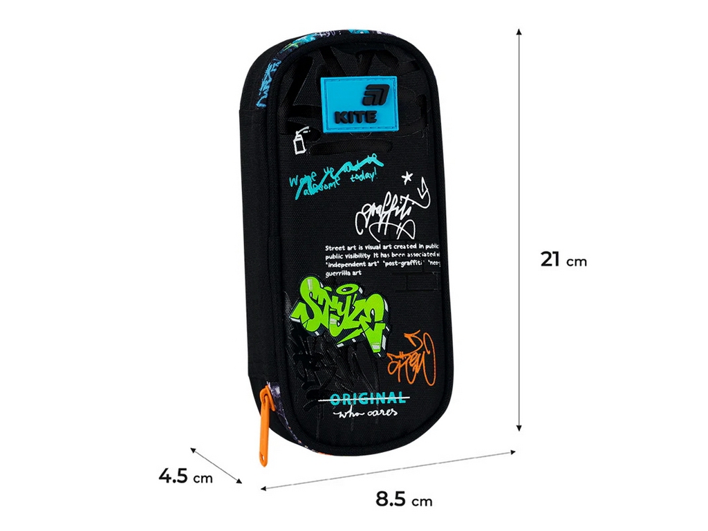 Пенал мягкий с органайзером Kite Street Style K26-662-19, 21 см, на молнии, Kite