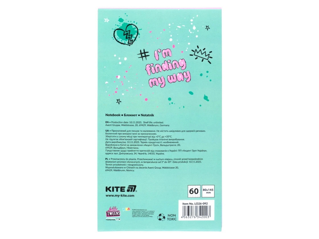 Блокнот на магніті Kite LOL Tweens, 60 аркушів у клітинку