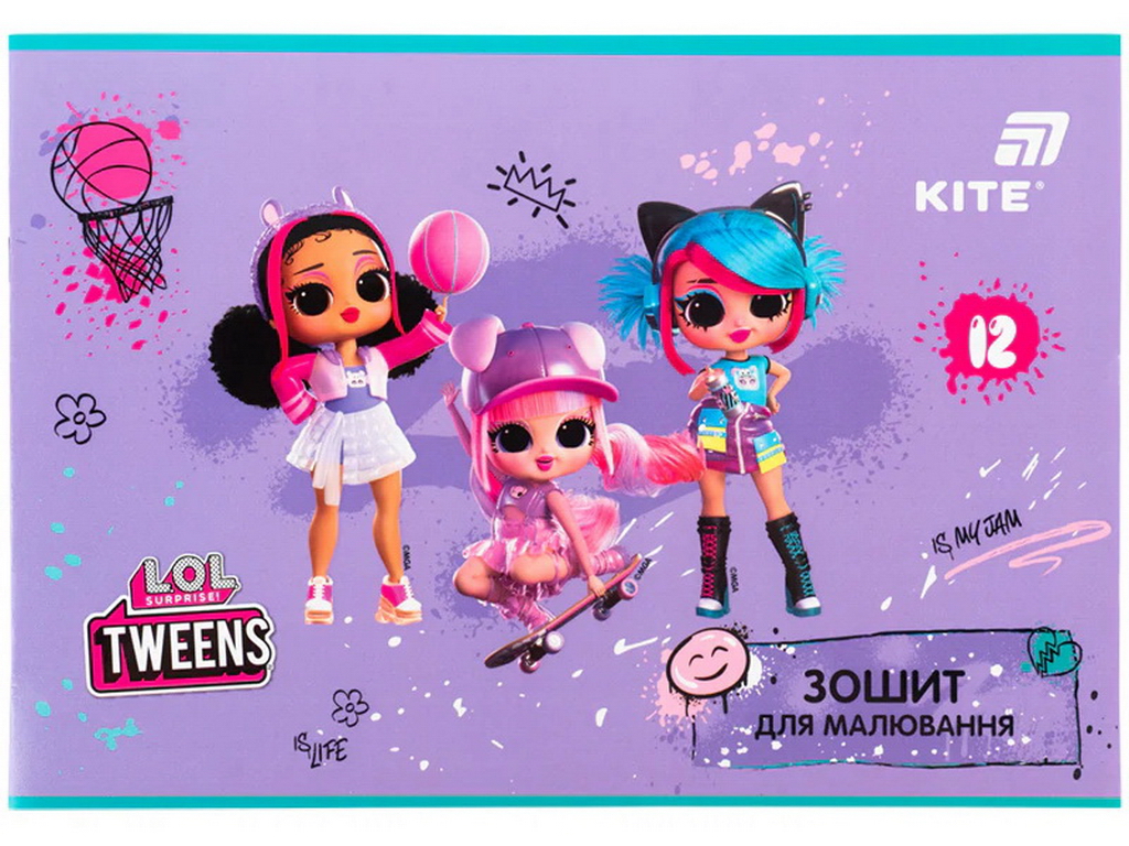 Альбом для малювання LOL Kite LO26-241, 12 аркушів, мікс видів, ціна за 1 шт