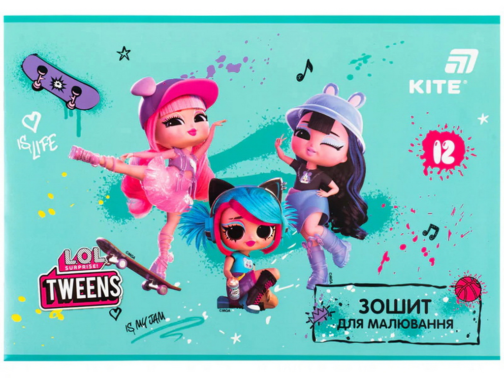 Альбом для малювання LOL Kite LO26-241, 12 аркушів, мікс видів, ціна за 1 шт