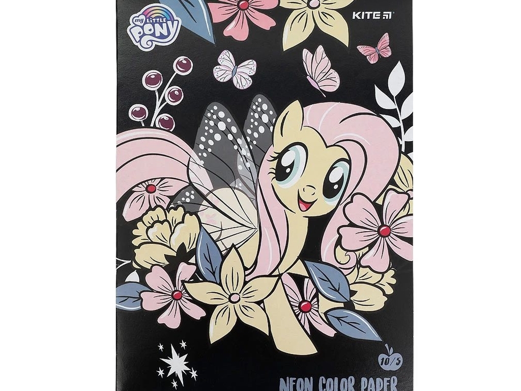 Бумага цветная неоновая My Little Pony А4, 10 листов, 5 цветов, Kite