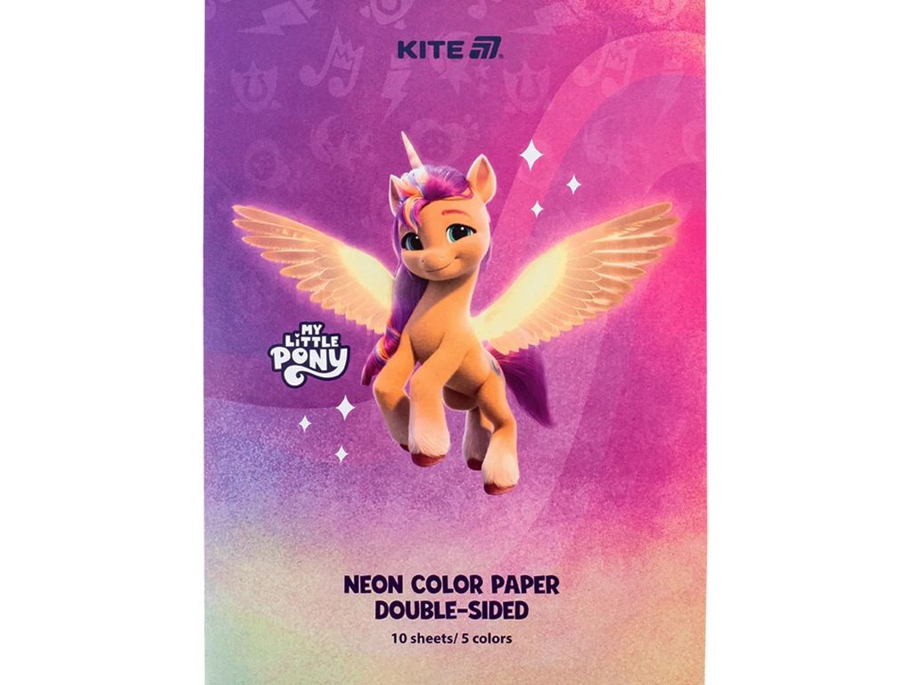 Папір кольоровий неоновий My Little Pony А4, 10 аркушів, 5 кольорів, Kite