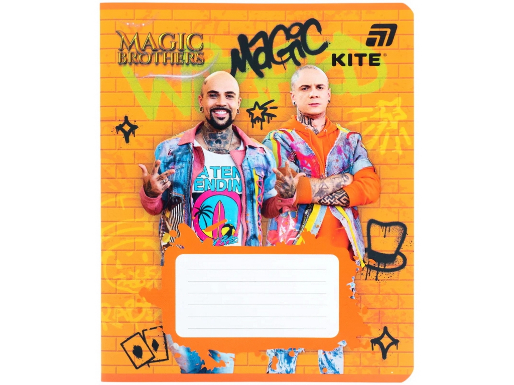 Зошит шкільний Magic Brothers, 12 аркушів, у лінію, 5 видів (ціна за 1шт), Kite
