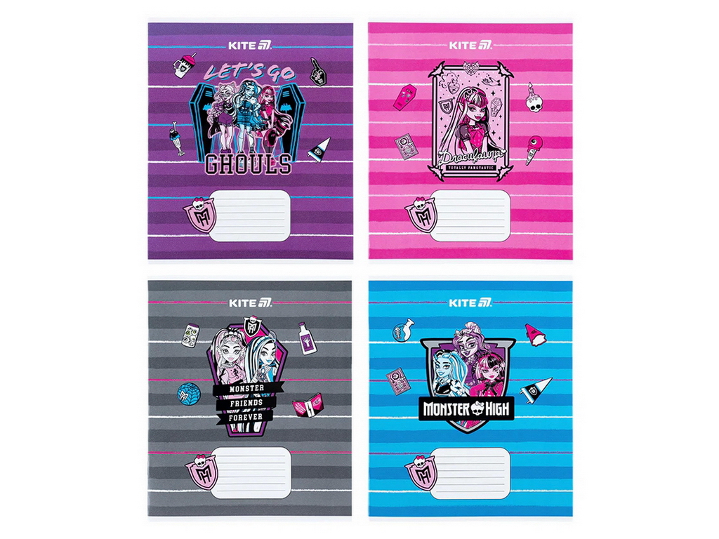 Зошит у косу лінію на 12 аркушів, Monster High (ціна за 1шт)