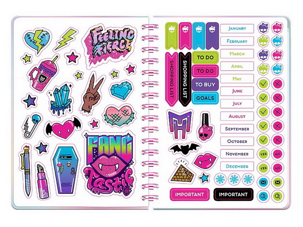Щоденник на спіралі у твердій обкладинці, Monster High, Kite