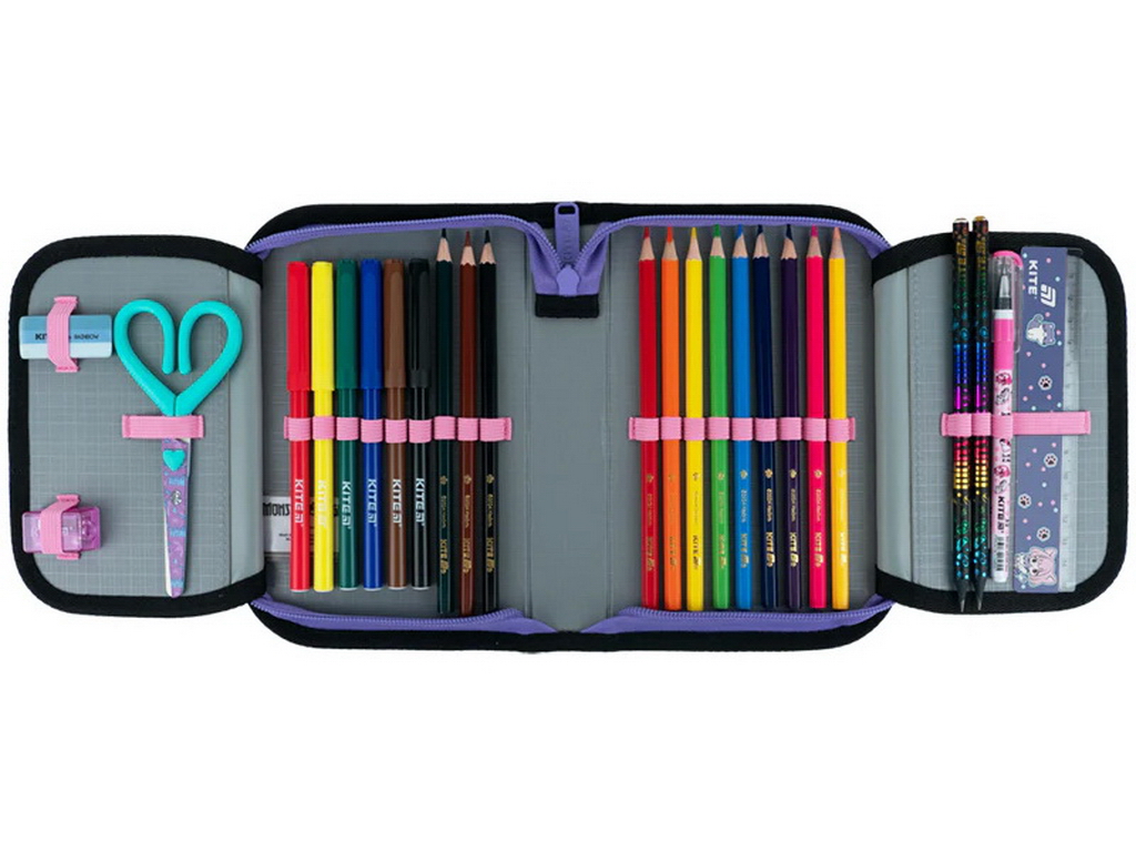 Пенал з наповненням Monster High, 1 відділення, 2 відвороти, Kite