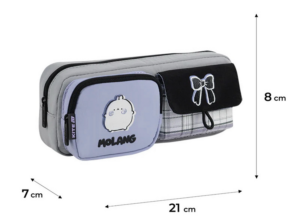 Пенал мягкий с карманами Kite Molang ML26-2701, 21 см, на молнии, Kite
