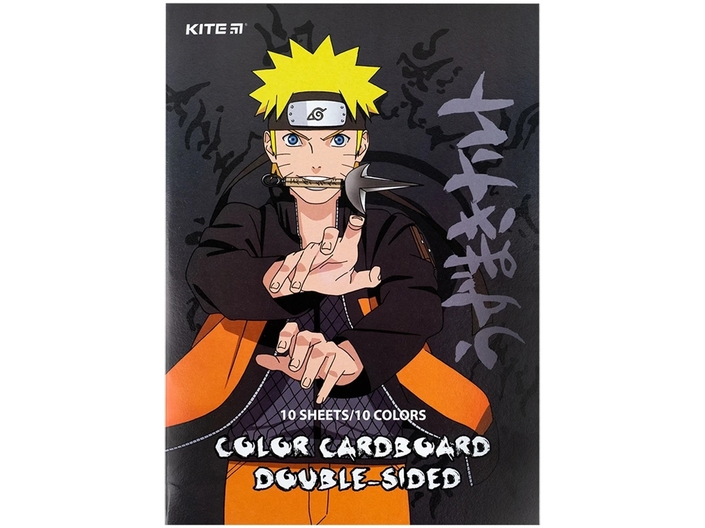 Картон цветной двухсторонний A4 Naruto Shippuden 10 листов, 10 цветов, Kite