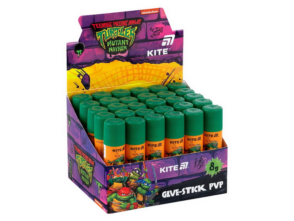 Клей-олівець PVP, 8 грам з індикатором TMNT Mutant Mayhem, Kite