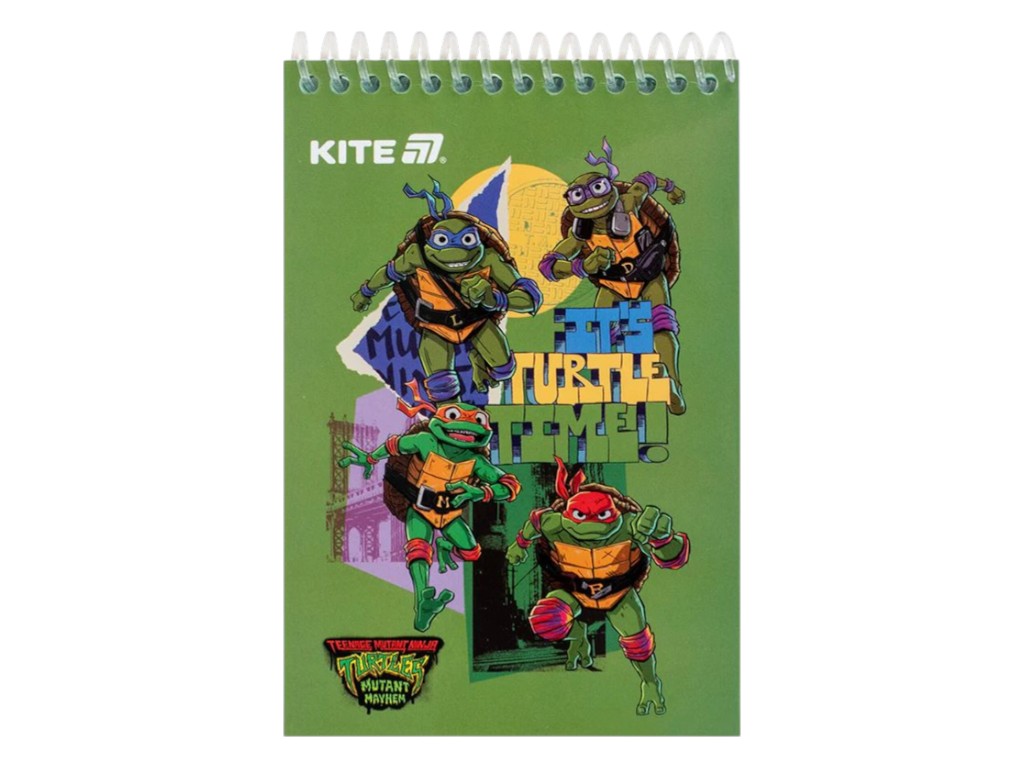 Блокнот Ninja Turtles на спіралі, зелені аркуші, A6, 48 аркушів