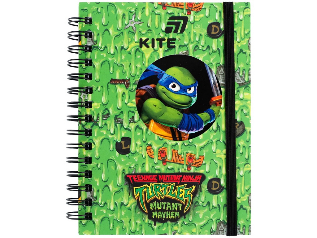 Блокнот А6 на спирали TMNT Mutant Mayhem, Kite NT26-229, ячейка, 80 листов