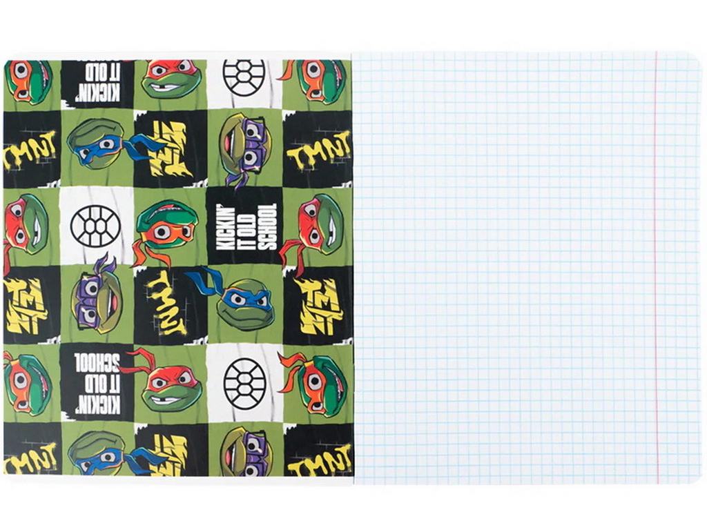 Зошит шкільний Kite Ninja Turtles, 18 аркушів, клітинка, 5 видів (ціна за 1шт), Kite