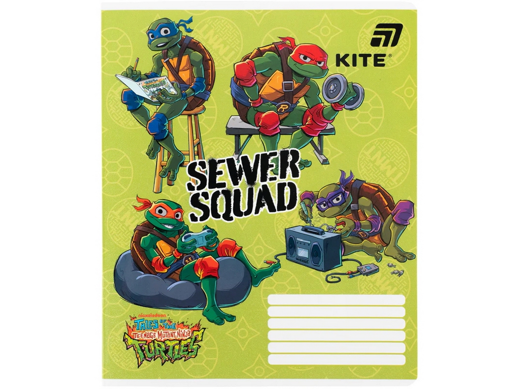 Зошит шкільний Kite Ninja Turtles, 18 аркушів, клітинка, 5 видів (ціна за 1шт), Kite