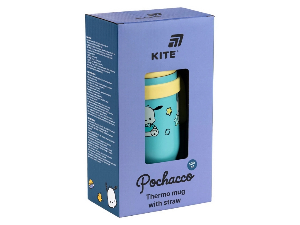 Термокружка з трубочкою 530мл Pochacco Kite PC25-1266