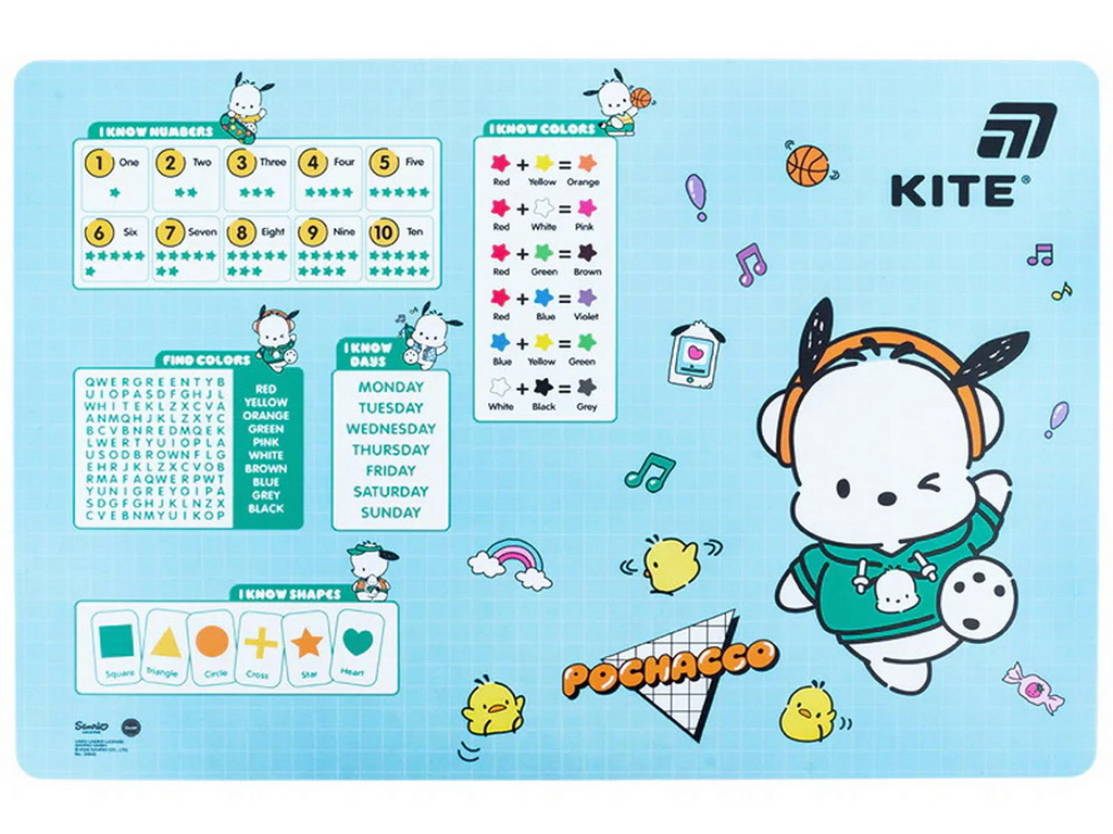 Настільна підкладка Pochacco, 42,5×29 см, пластик 500 мкм, Kite