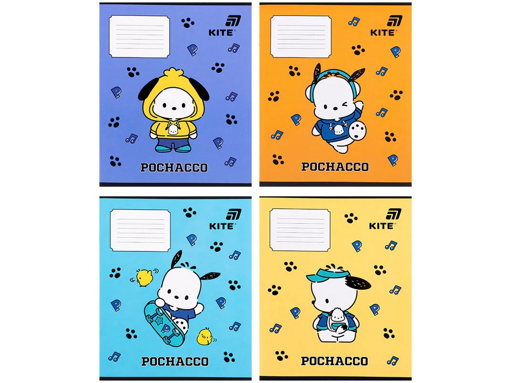 Зошит у косу лінію  Pochacco Kite PC26-235, 12 аркушів, мікс видів, ціна за 1 шт