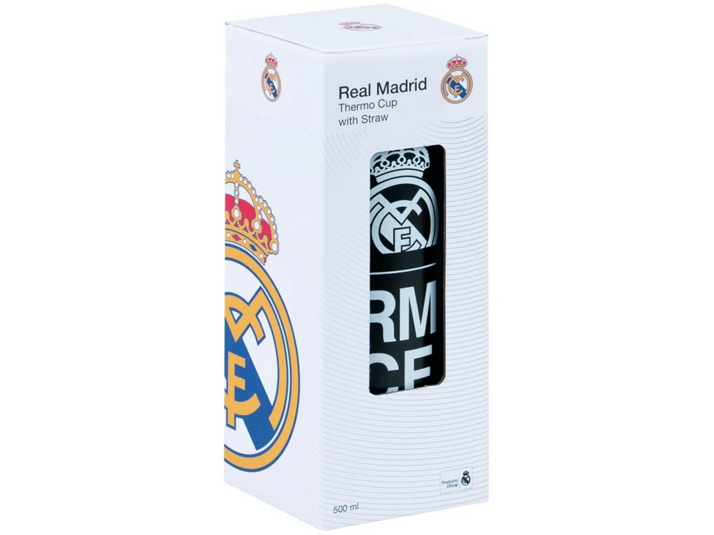 Термочашка з трубочкою, 500мл FC Real Madrid, Kite RL26-1264