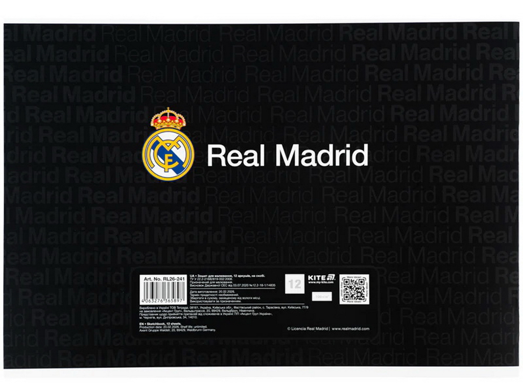 Альбом для малювання FC Real Madrid Kite RL26-241, 12 аркушів, мікс видів