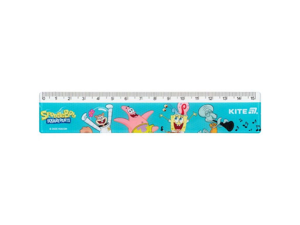 Лінійка пластикова, 15см SpongeBob SquarePants, Kite