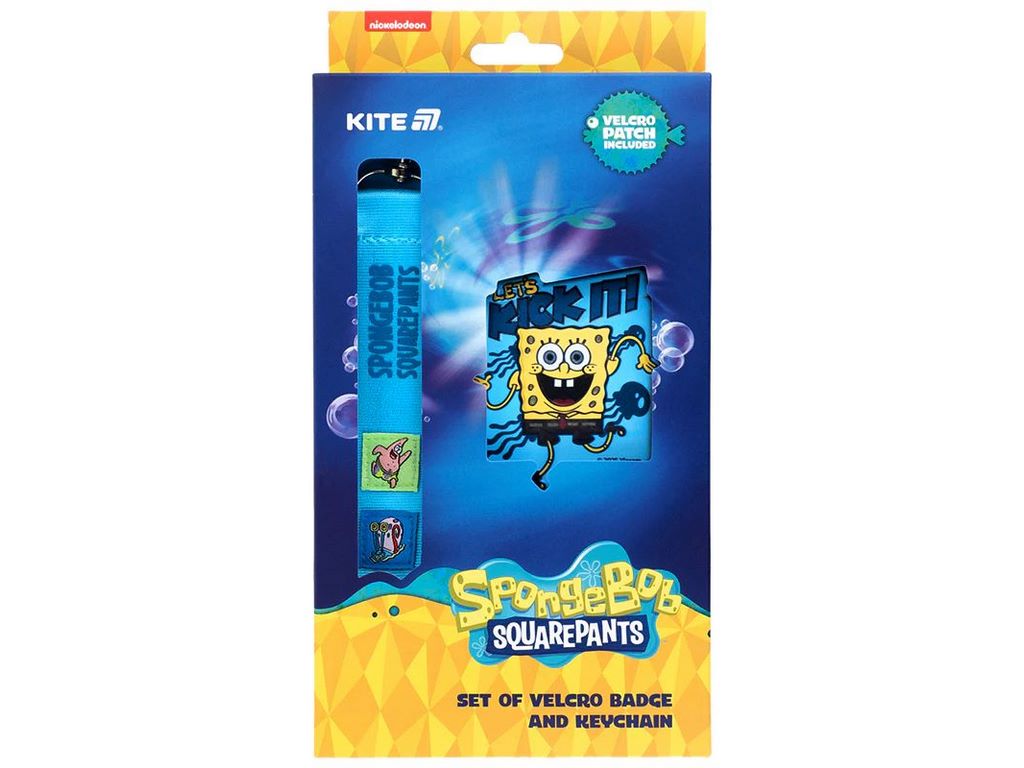 Набор бейдж на липучке и подвеска, 2 штуки, SpongeBob SquarePants, Kite