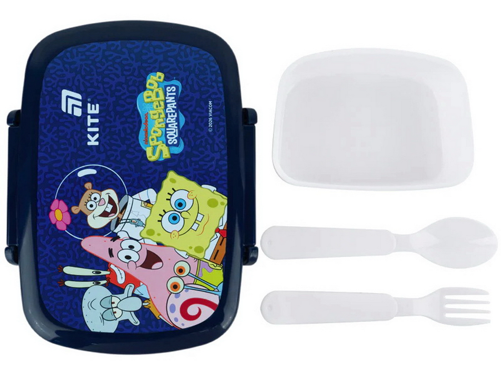 Ланчбокс з мініконтейнером та столовими приладами  Kite SpongeBob SquarePants SB26-163, 750 мл