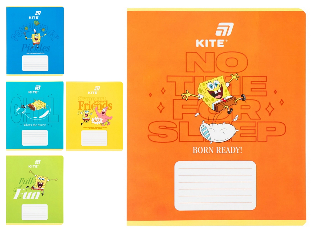 Зошит шкільний Kite SpongeBob, 18 аркушів, клітинка, 5 видів (ціна за 1шт), Kite