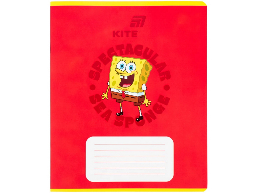 Зошит шкільний у лінію Kite SpongeBob, 18 аркушів, фактурна обкладинка, 5 видів (ціна за 1шт)