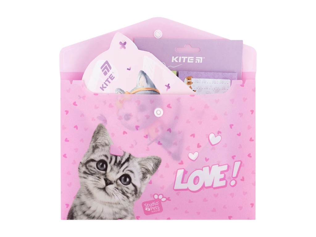 Папка на кнопці Kite Studio Pets SP25-245, формат A5, поліпропілен, Kite