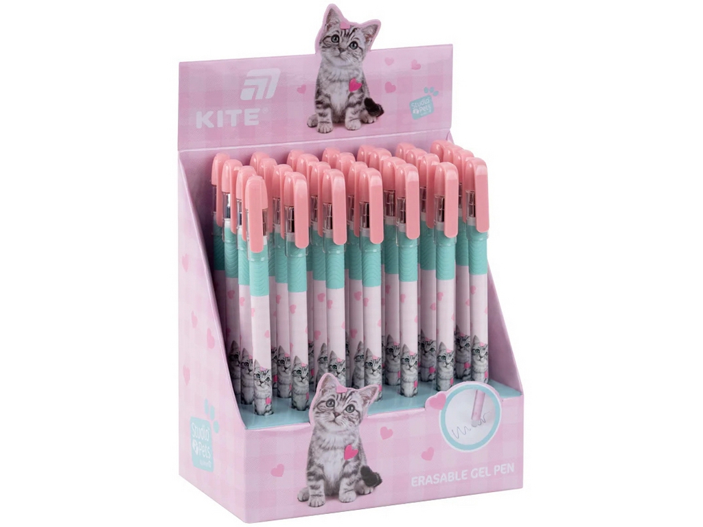 Ручка гелева "пиши-стирай" Kite Studio Pets SP26-068, синя, 0,5 мм, з гумкою