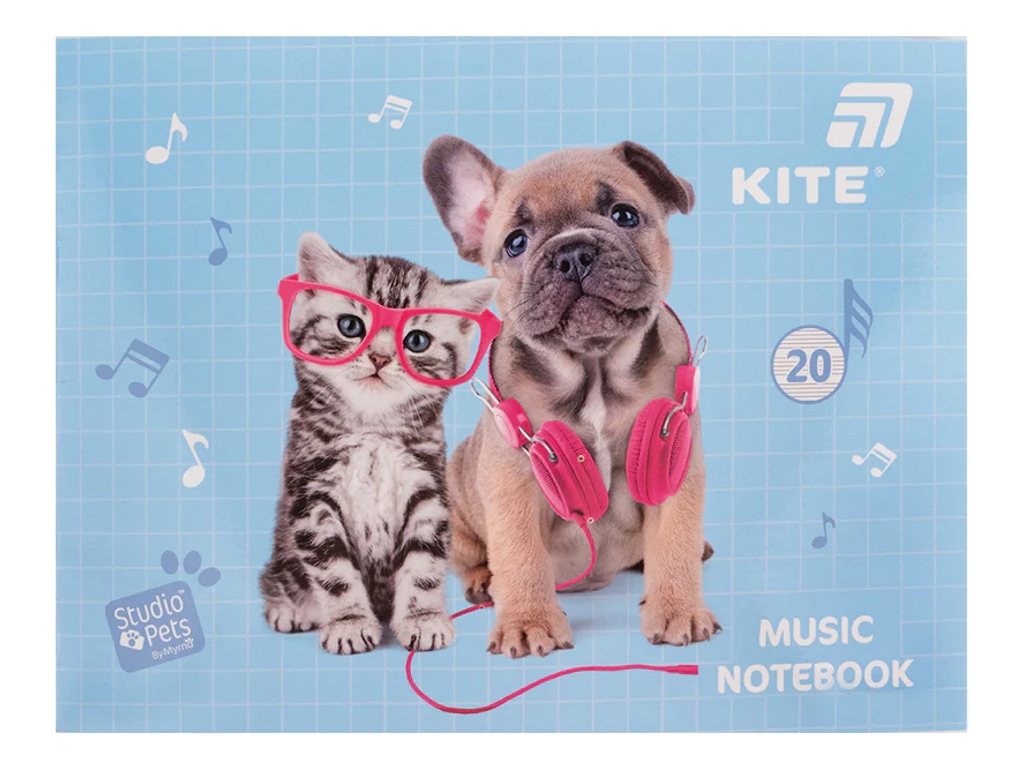 Зошит для нот А5 Kite Studio Pets, А5, 20 аркушів
