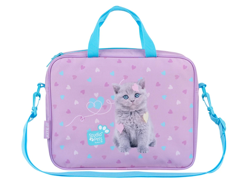 Сумка шкільна текстильна для А4 Kite Studio Pets, 27x34x7 см, на блискавці, Kite