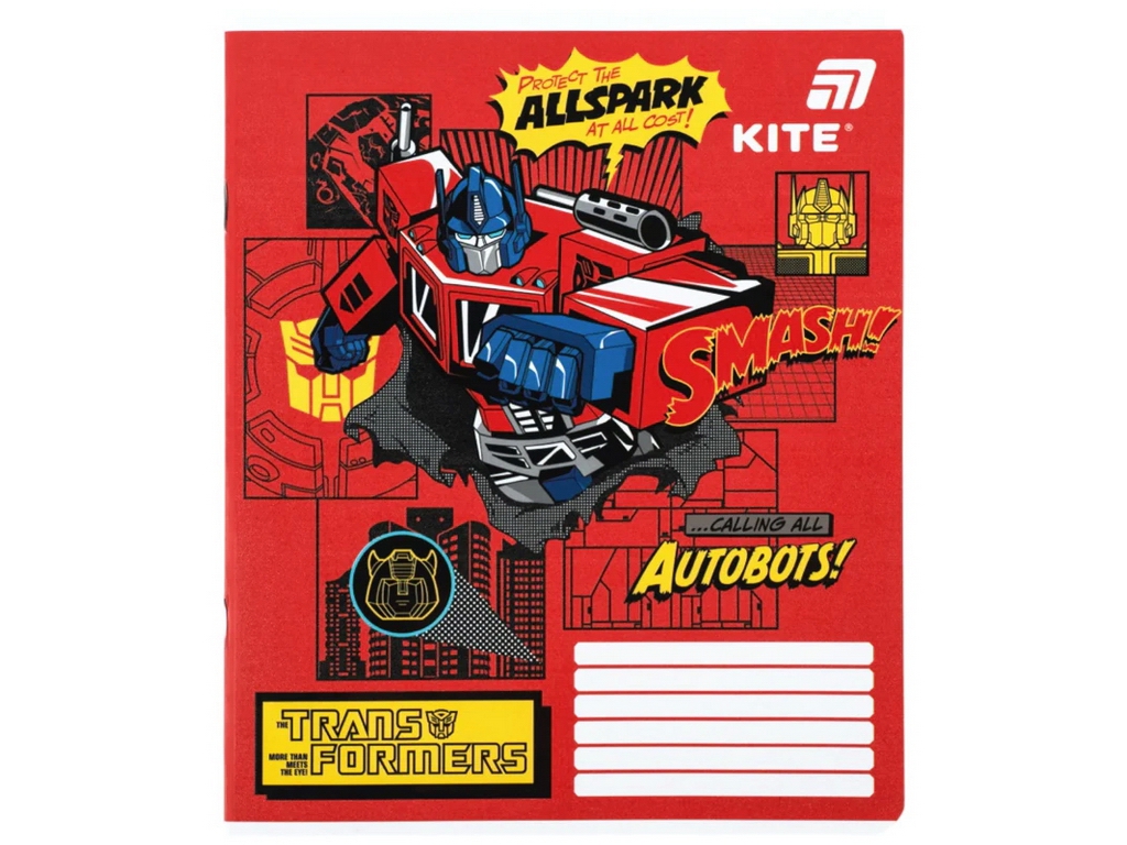 Зошит у кілітинку Transformers Kite TF26-232, 12 аркушів, мікс видів, цна за 1шт