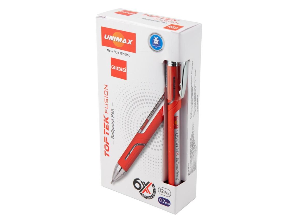 Ручка шариковая Top Tek Fusion 10 000 красная. Unimax UX-10 000-06