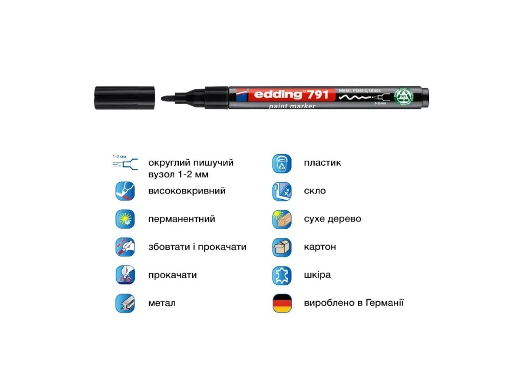 Маркер Edding Paint круглый черный 1-2 мм, e-791/01n