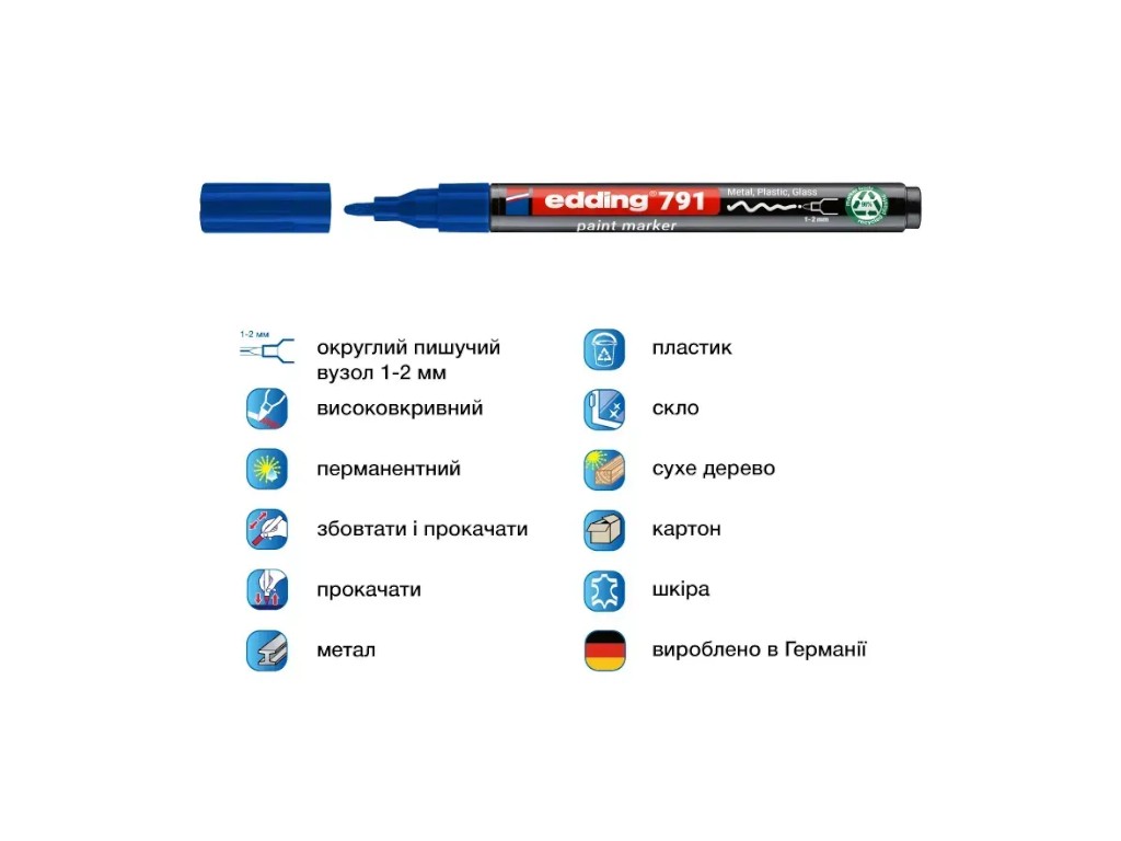 Маркер Edding Paint круглый синий 1-2 мм, e-791/03n
