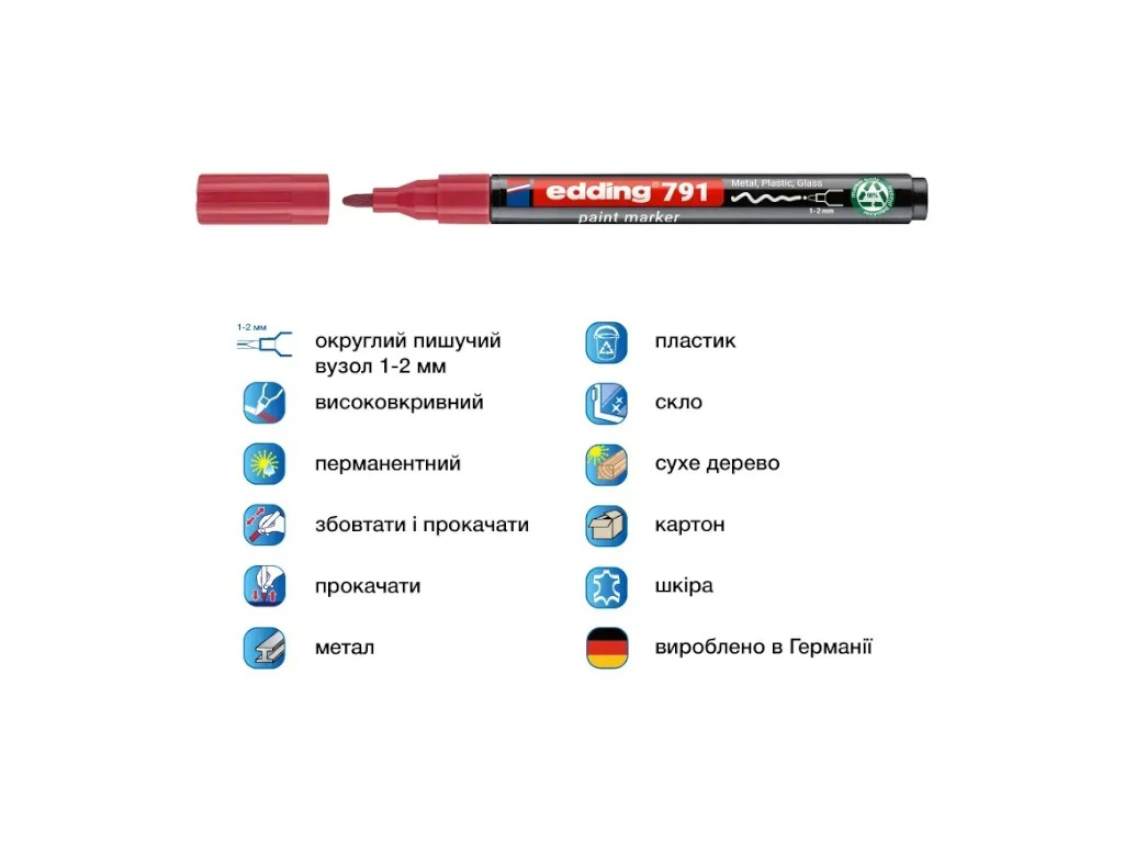 Маркер Edding Paint круглый розовый 1-2 мм, e-791/09n
