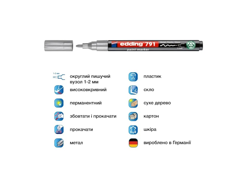 Маркер Edding Paint круглий срібний 1-2 мм, e-791/54n