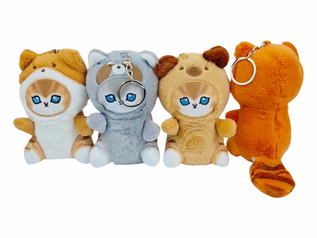 Брелок мягкий игрушка Котик 12 см, с кольцом, 4 вида, Сонечко